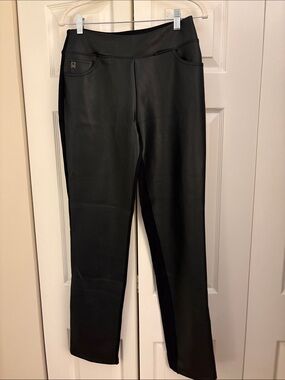 Belle by Kim Gravel Black Straight Leg Faux Leather Pants